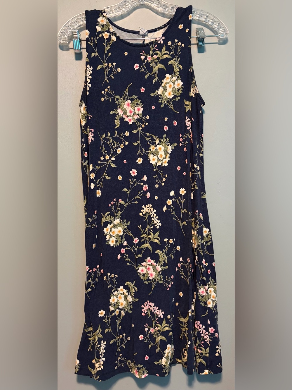 Old Navy Navy Blue Floral Dress with Pink & Cream Accents